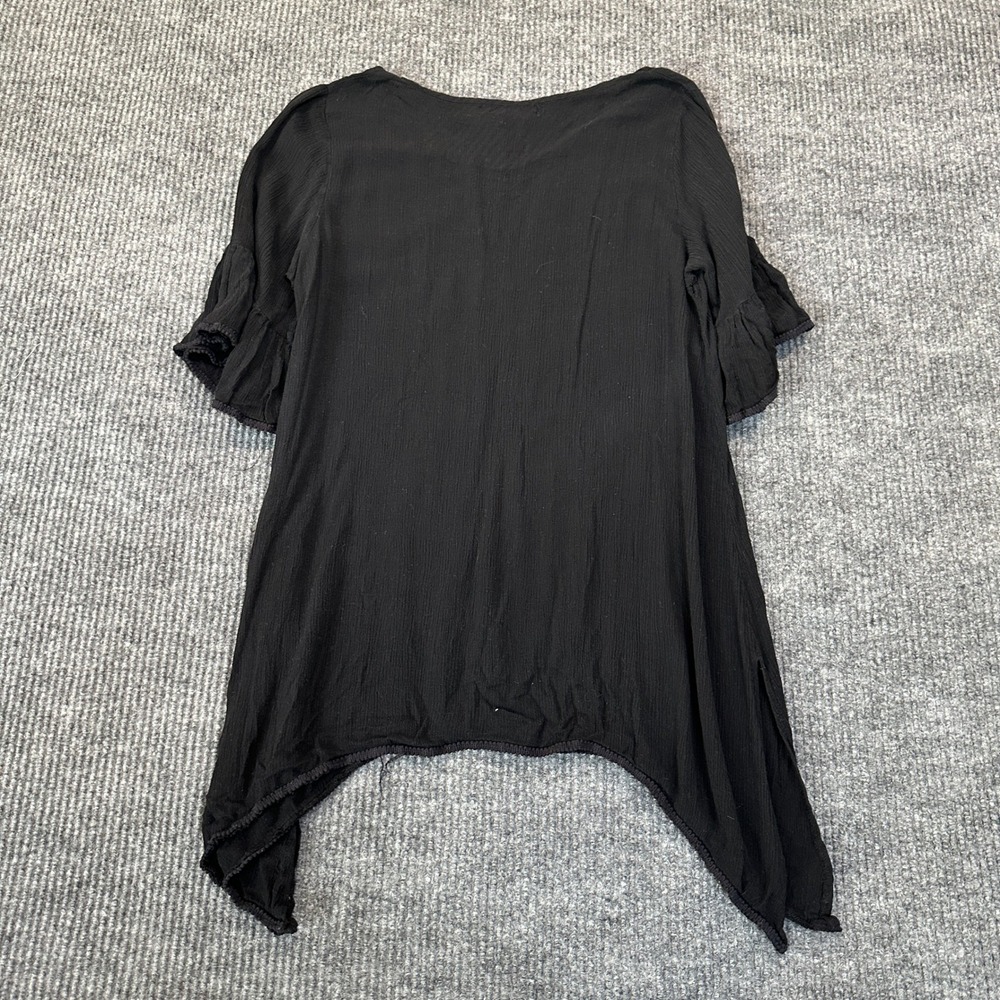 Paisley Vine YC340B Tunic Top Medium Black Sharkbite Hem Bell Sleeve - Picture 2 of 9